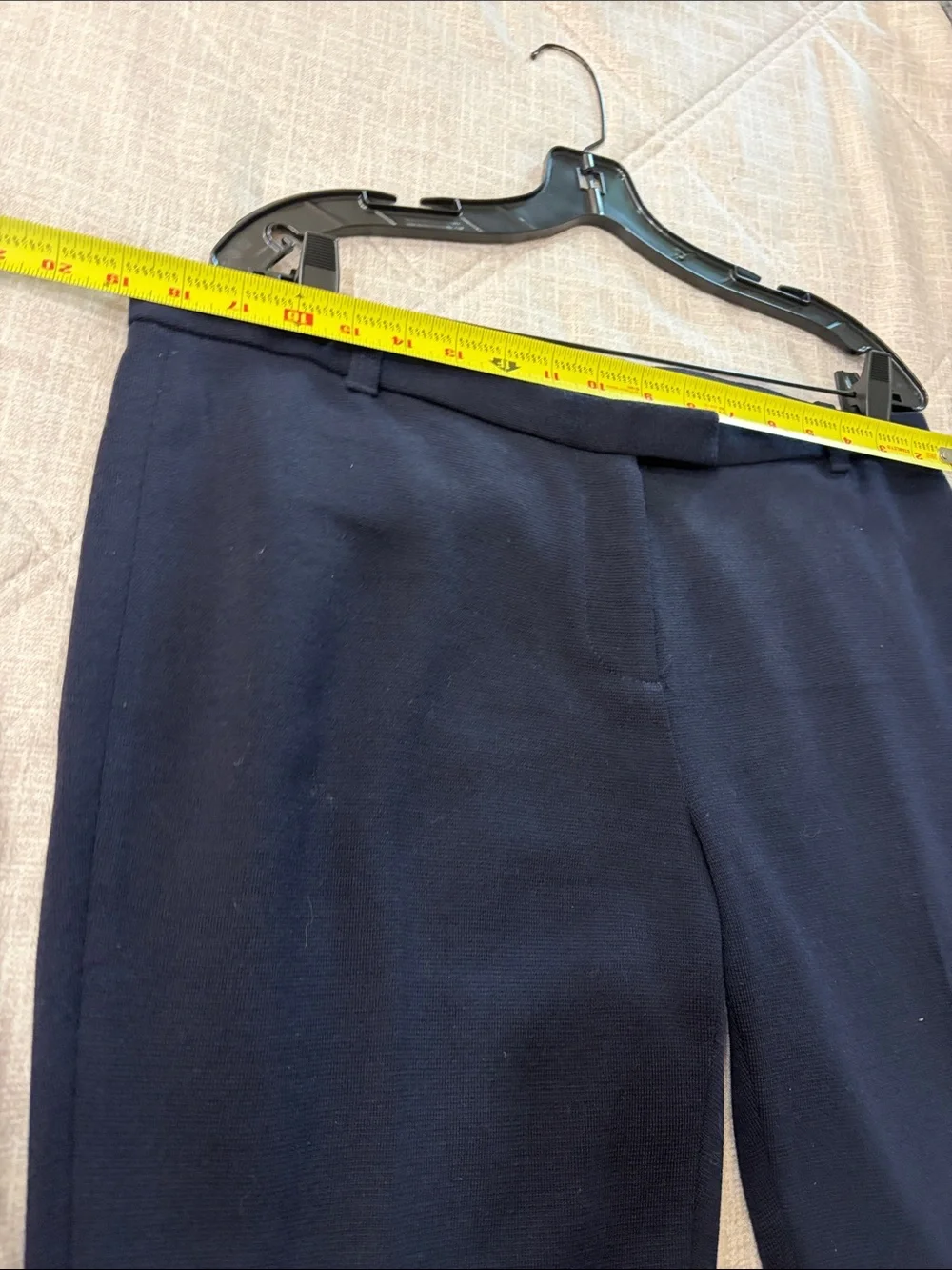 Tory Burch Dark Nacy Straight-Leg Pants with Gold Logo Tab